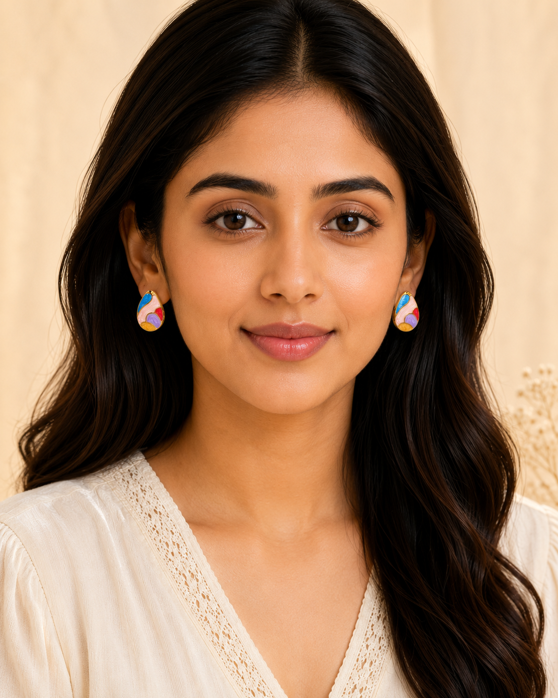 Meher Painted Teardrop Studs
