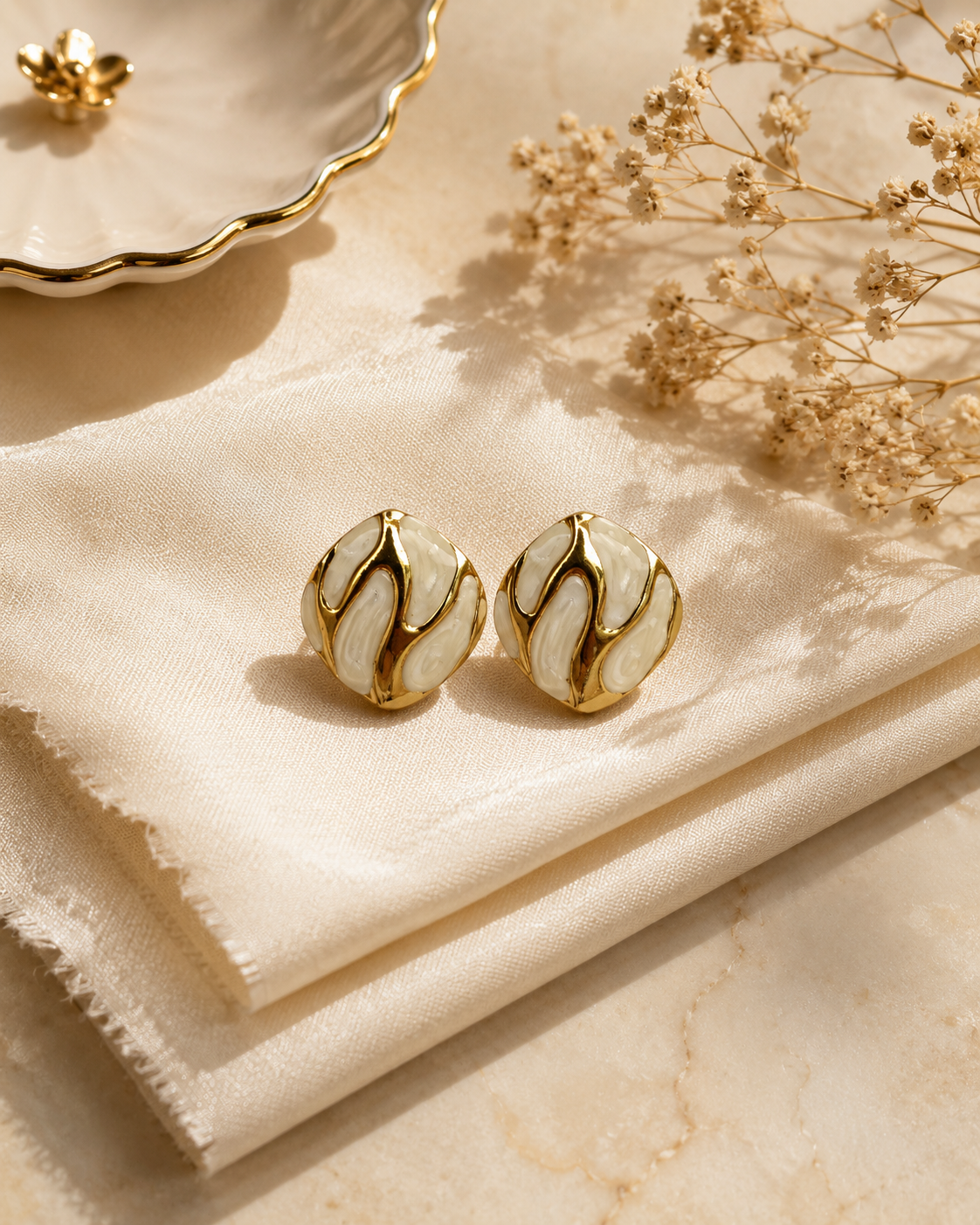 Zoya Marbled Gold Studs