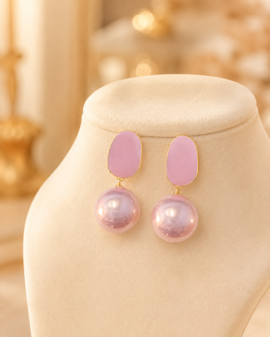 Glintura Rose Lustre Pearl Earrings