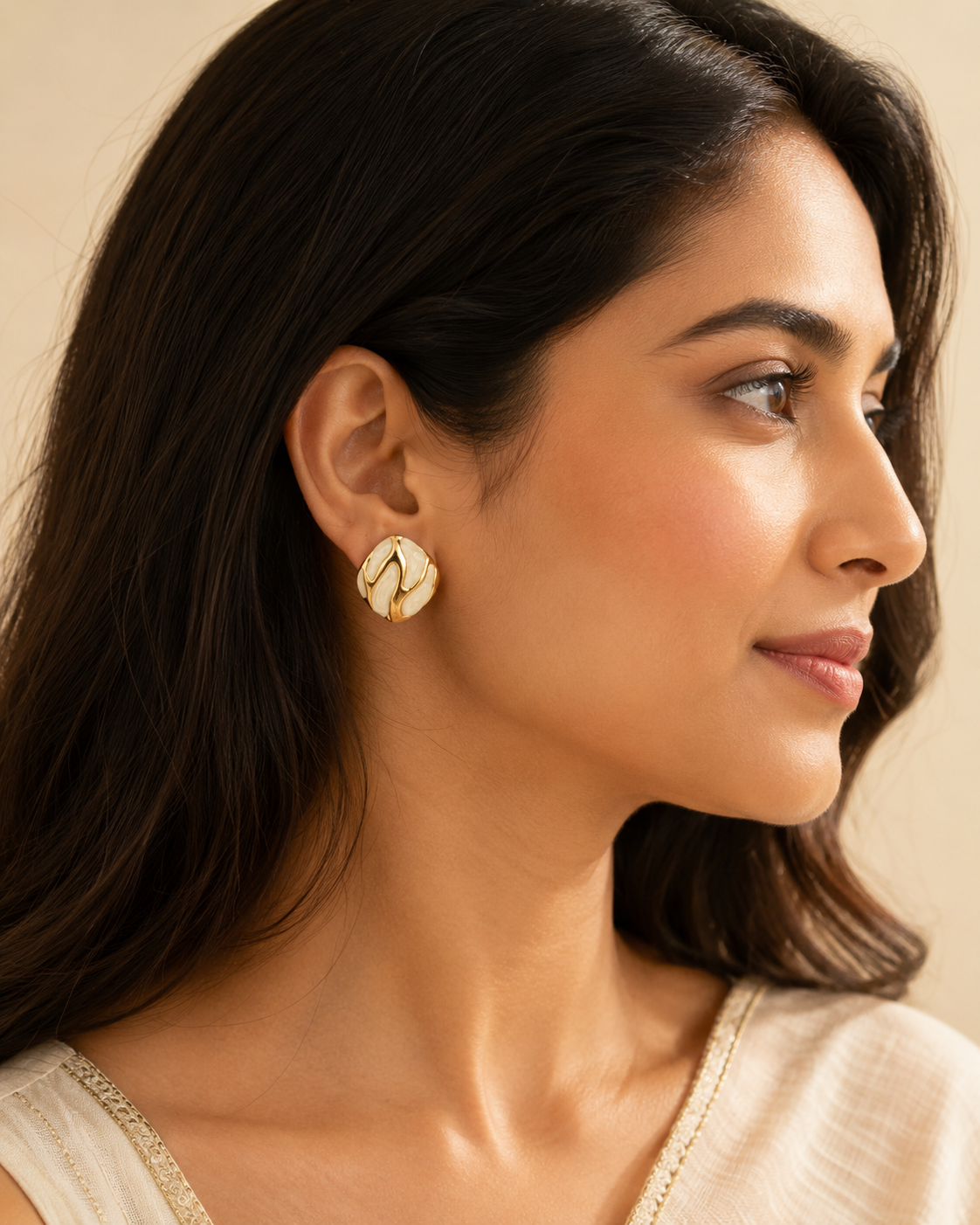 Zoya Marbled Gold Studs