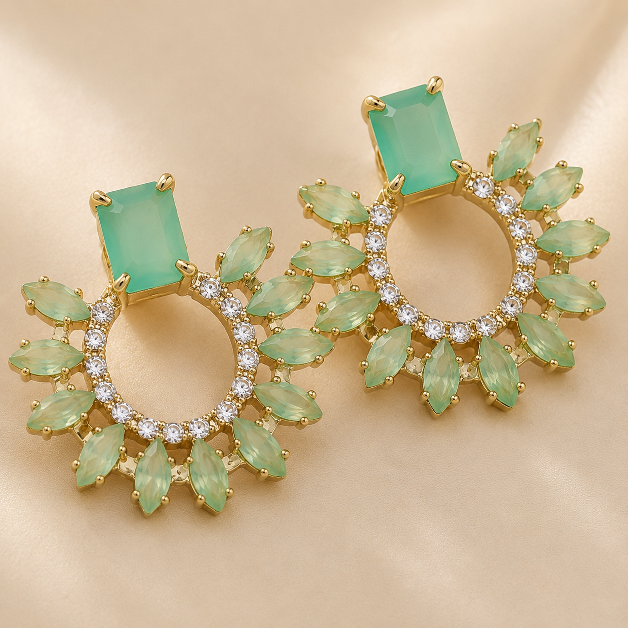 Naina Emerald Fan Studs