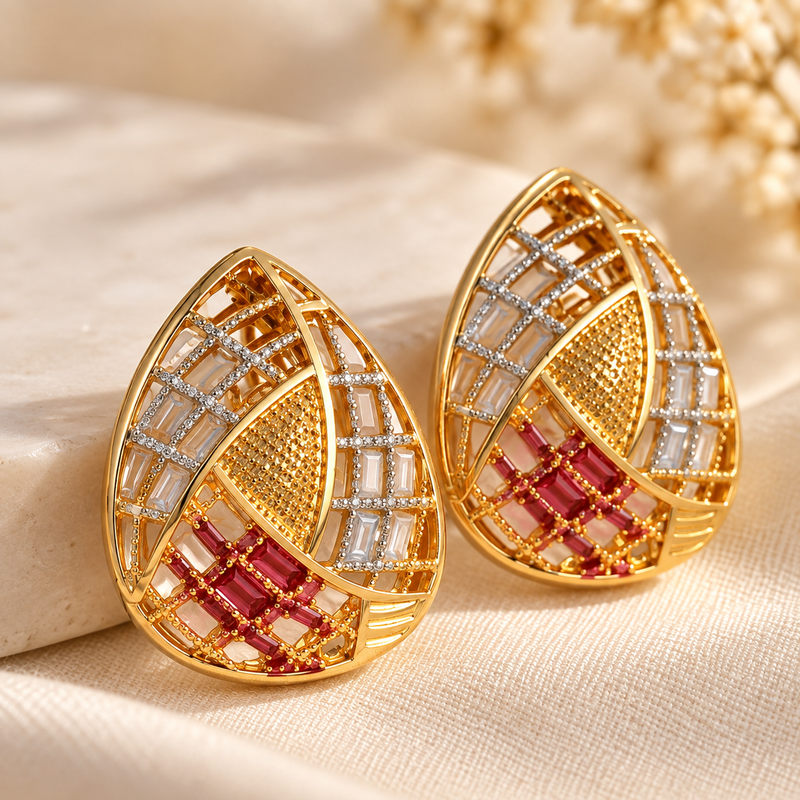Trisha Lattice Teardrop Studs