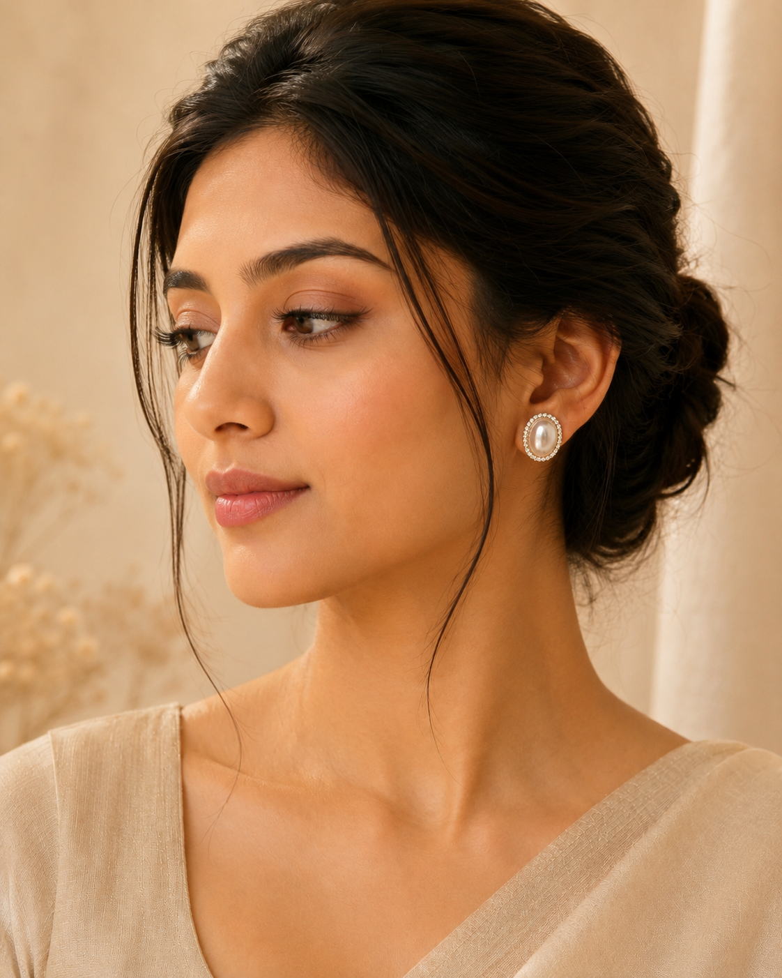 Alina Pearl Halo Studs