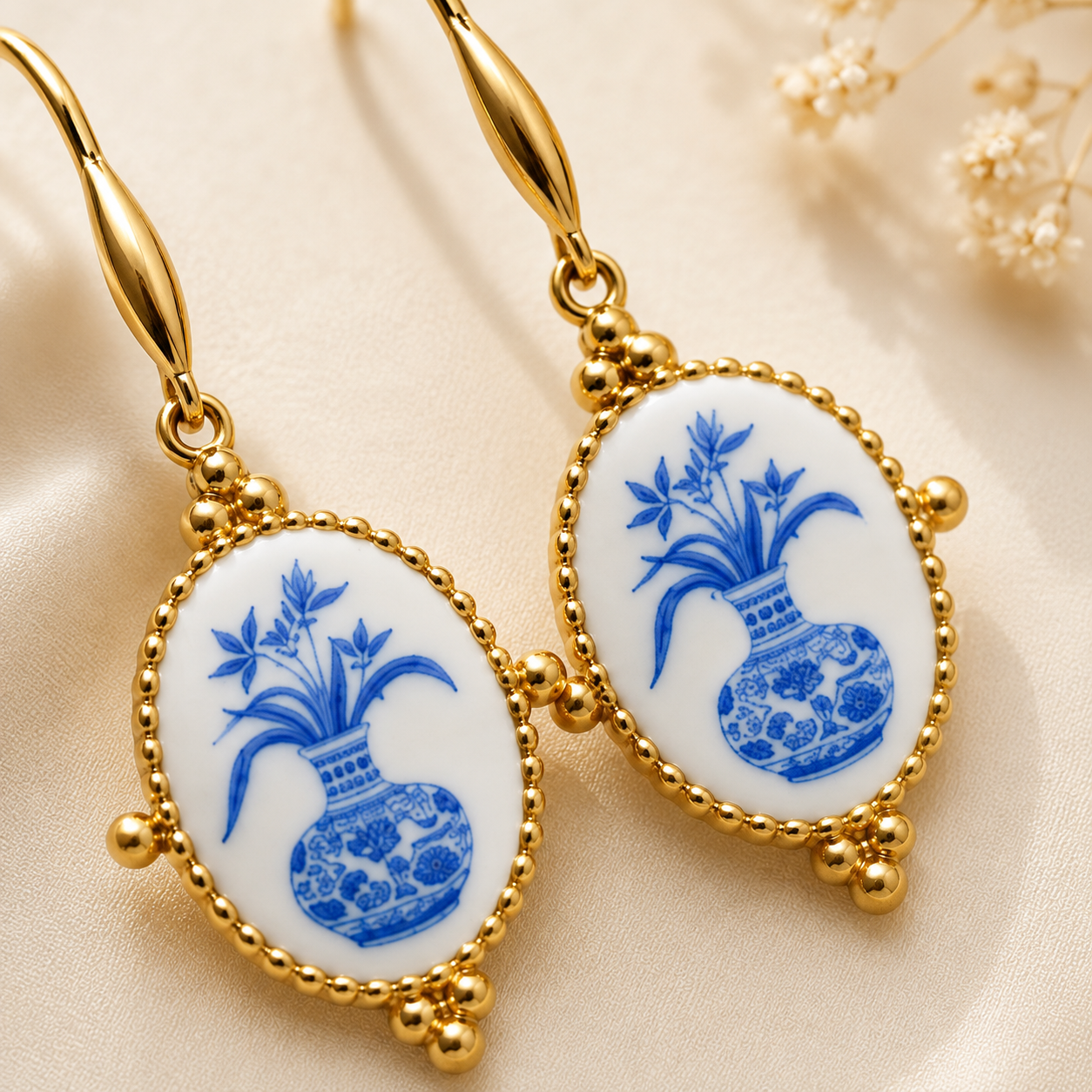 Rina Blue Vase Porcelain Drops