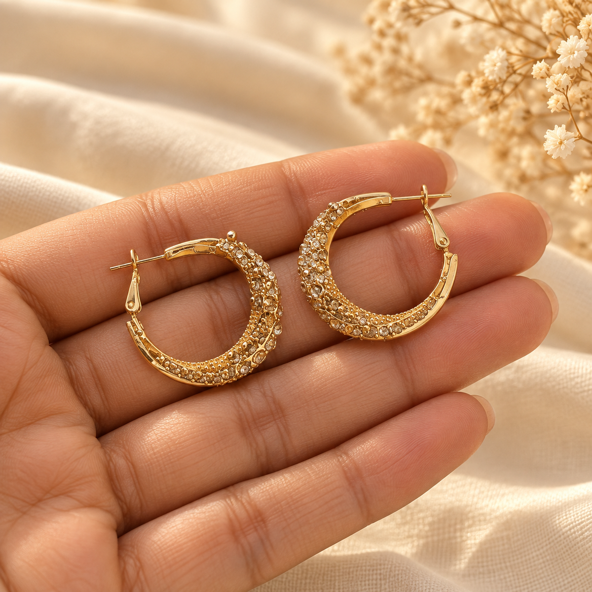 Eliya Golden Sparkle Hoops