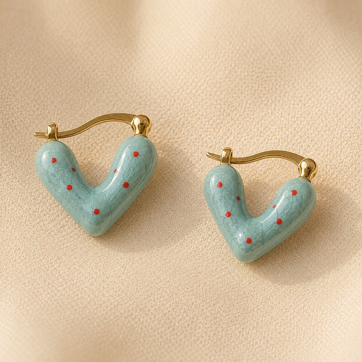 Saanvi Enamel Heart Hoops
