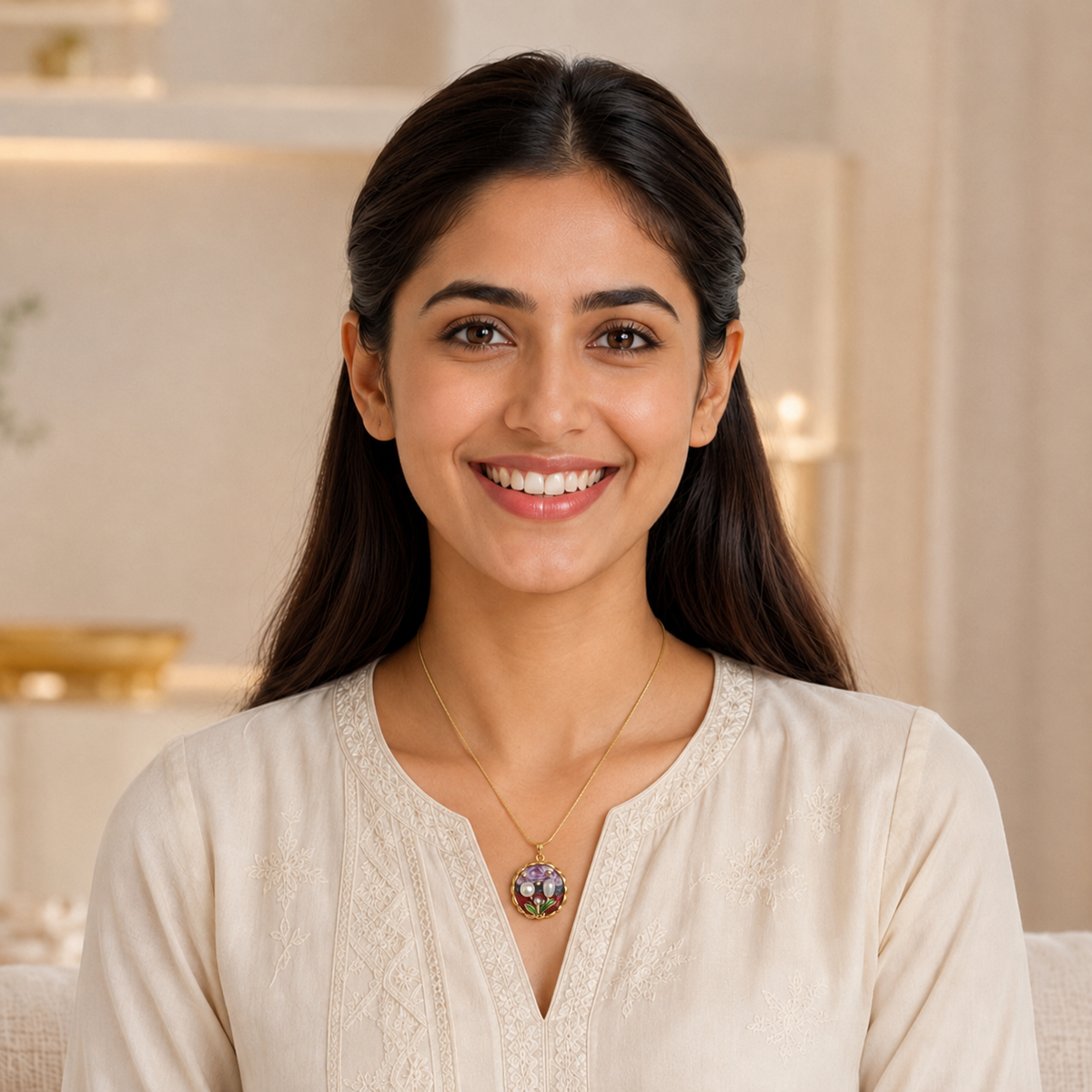 Devika Enamel Bloom Pendant