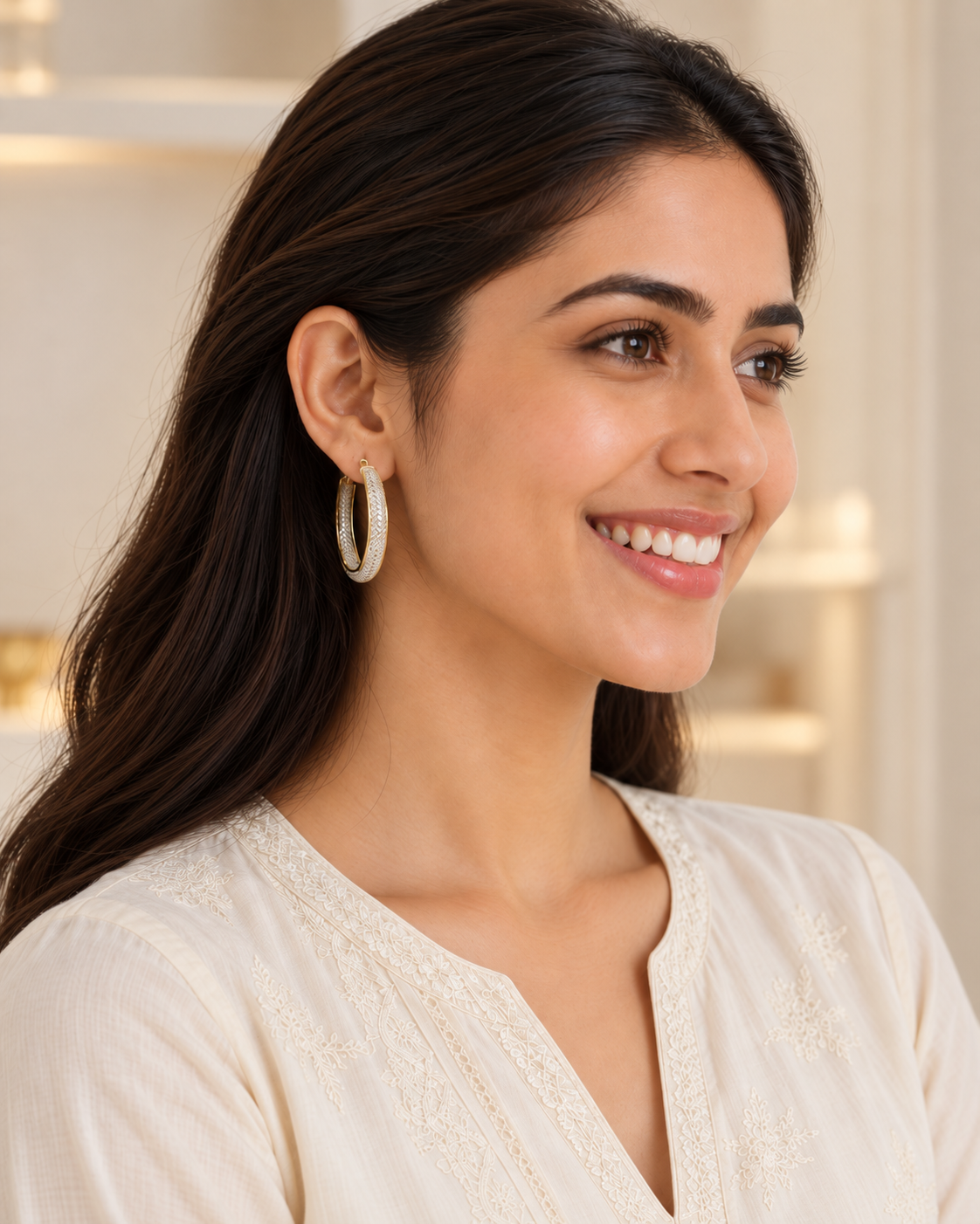 Zaria Golden Shimmer Hoops