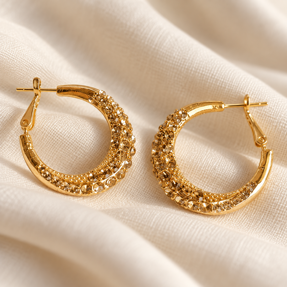 Eliya Golden Sparkle Hoops