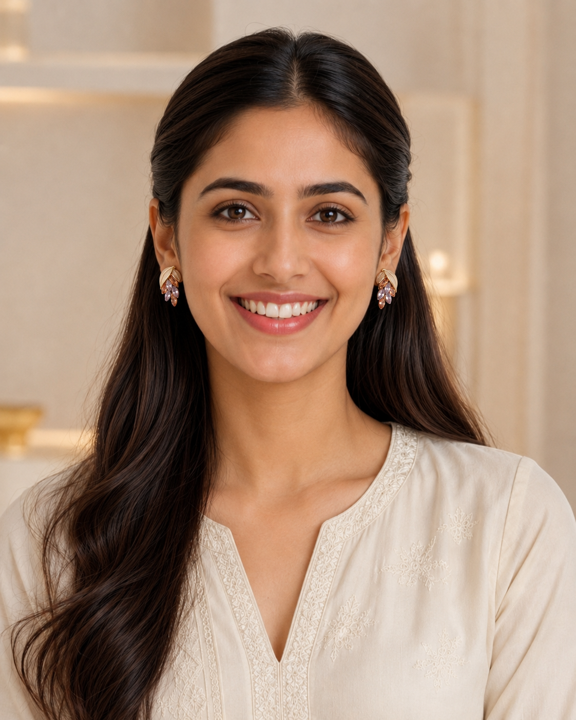 Mahira Gilded Leaf Studs