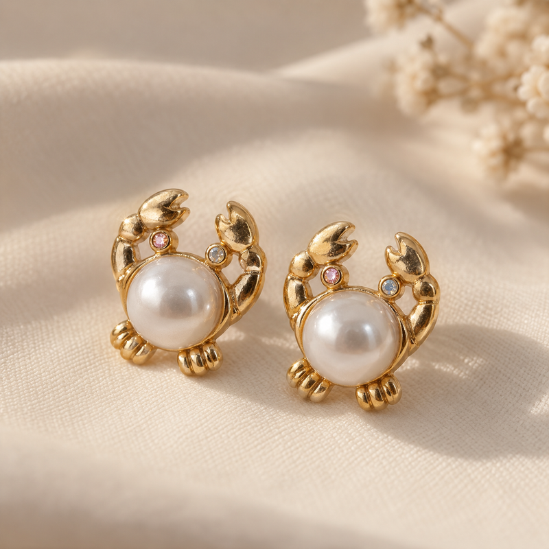 Lavanya Pearl Crab Studs