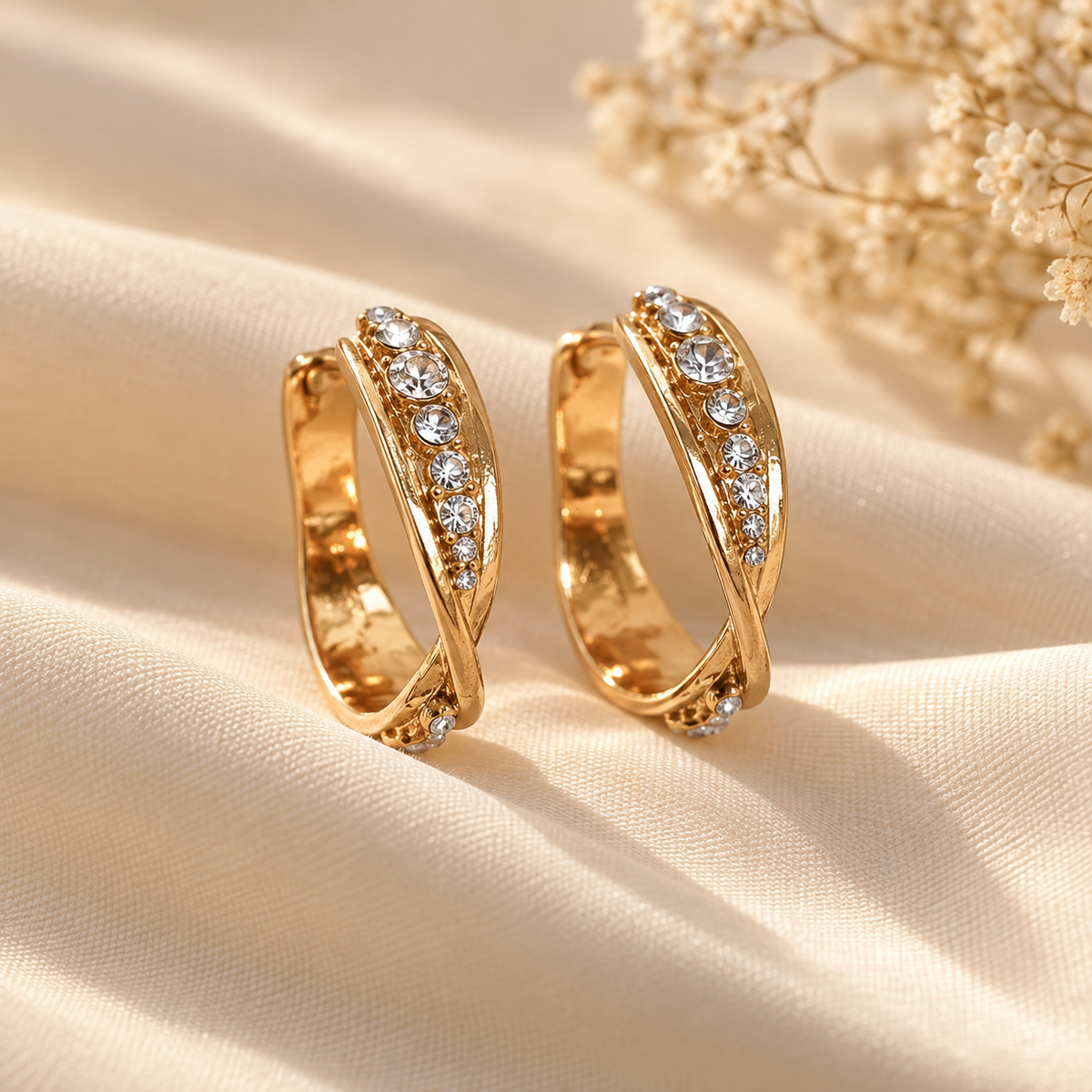Alaya Crystal Twist Hoops
