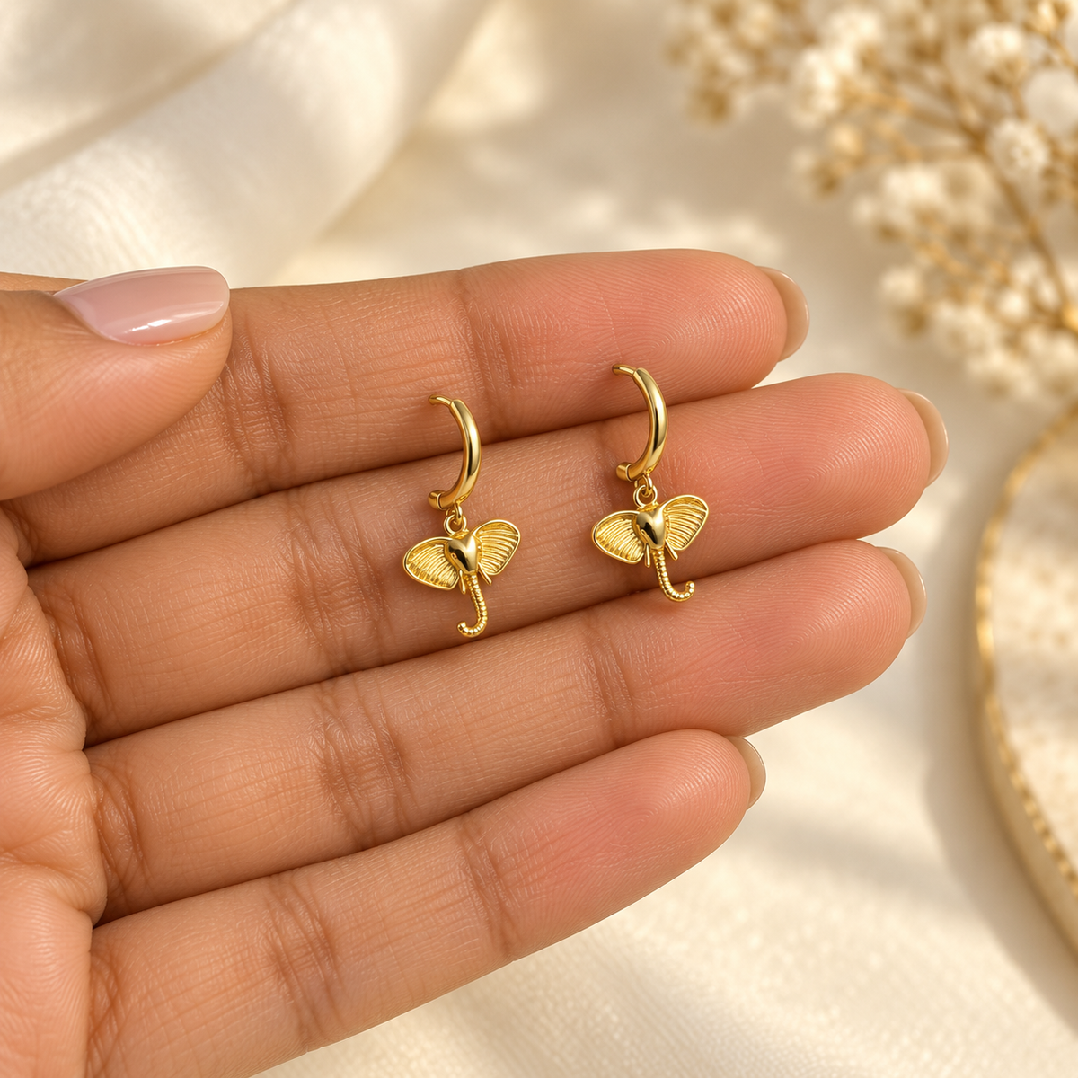 Tarini Golden Elephant Hoops