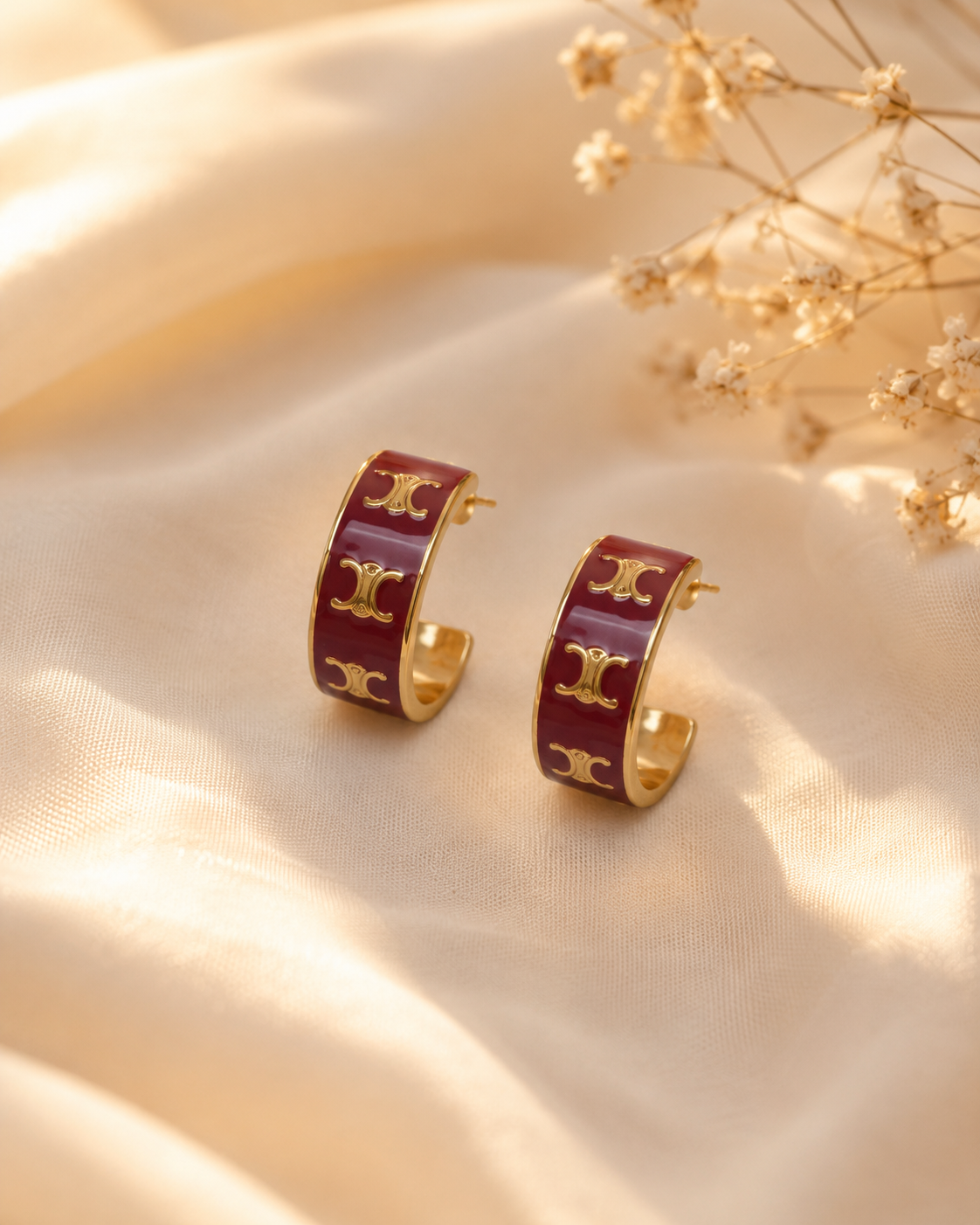 Rani Crimson Arch Hoops