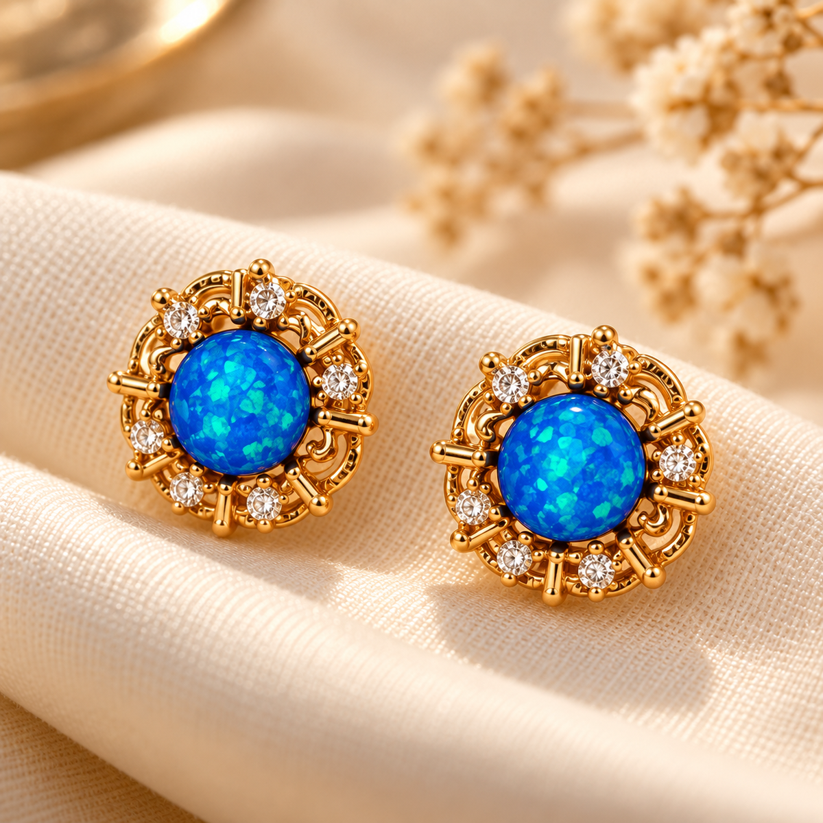 Siyana Blue Halo Studs