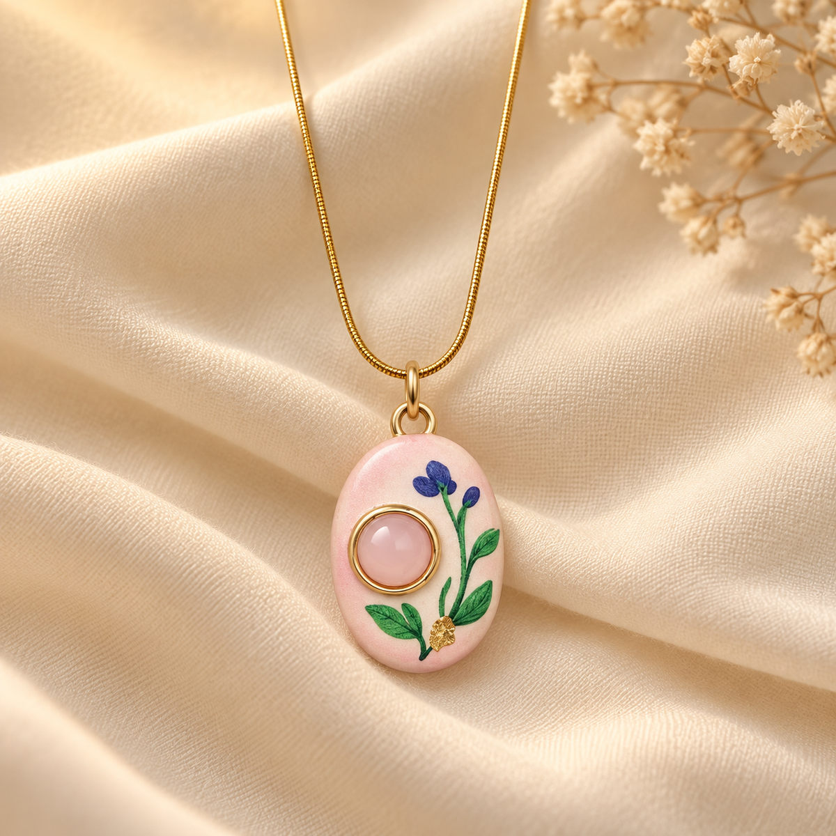 Rosie Blush Botanical Pendant