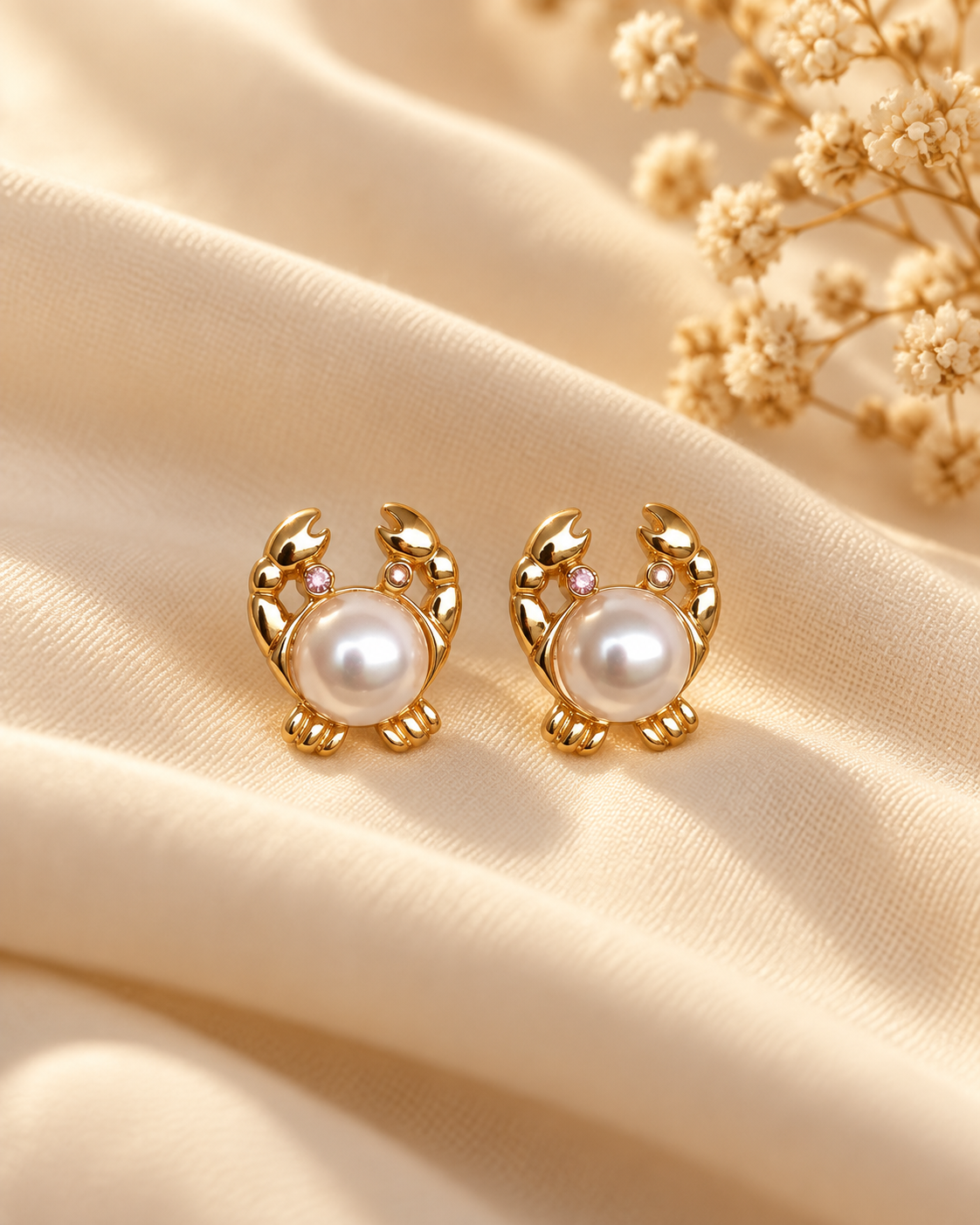 Lavanya Pearl Crab Studs