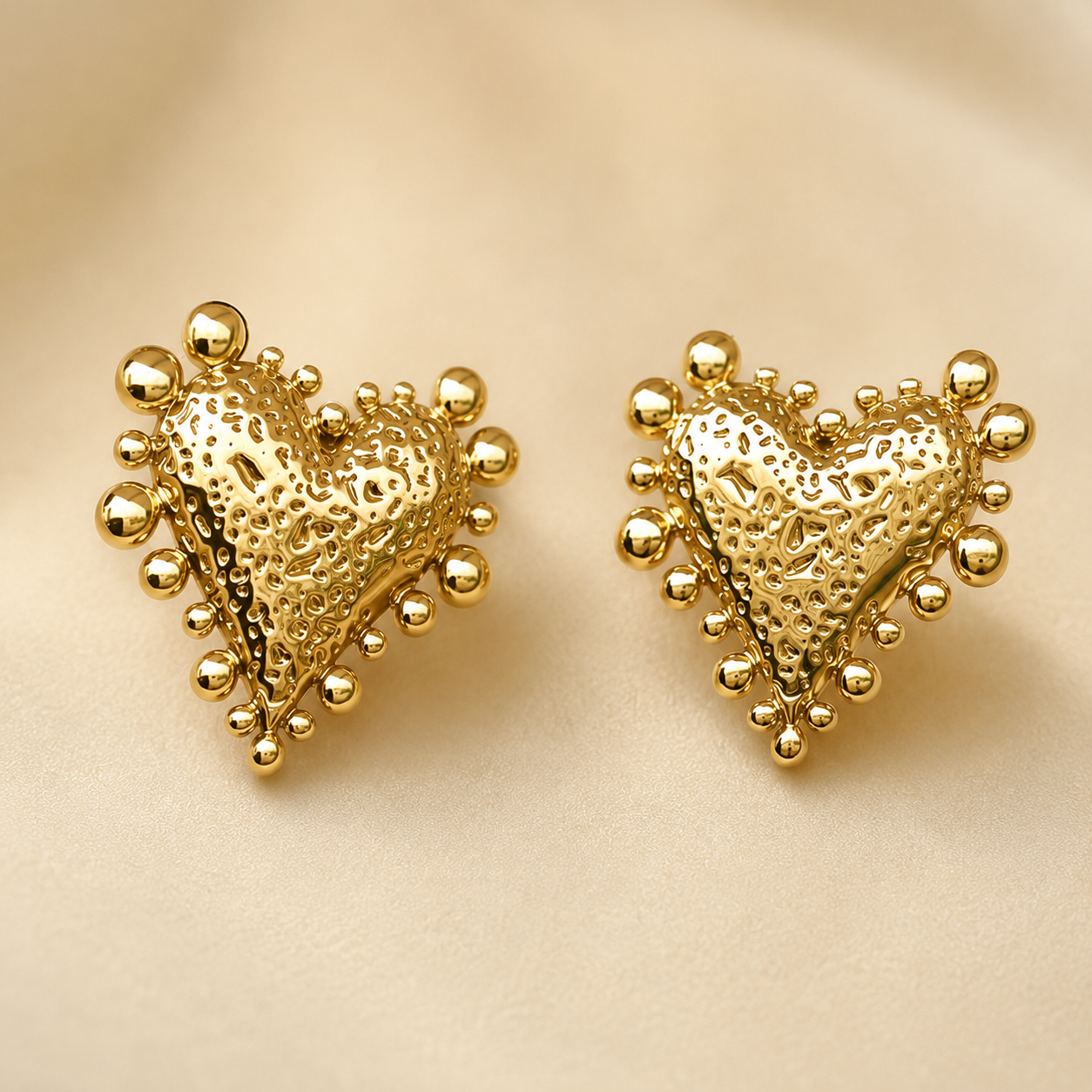 Roha Beaded Heart Studs
