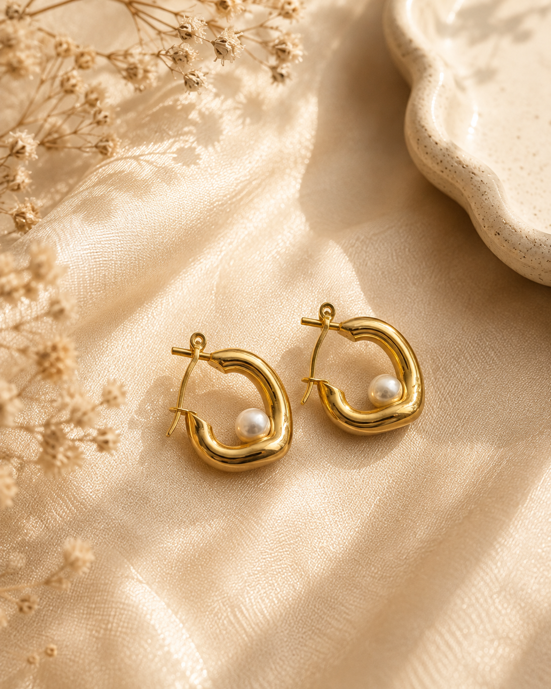 Gia Pearl Twist Hoops
