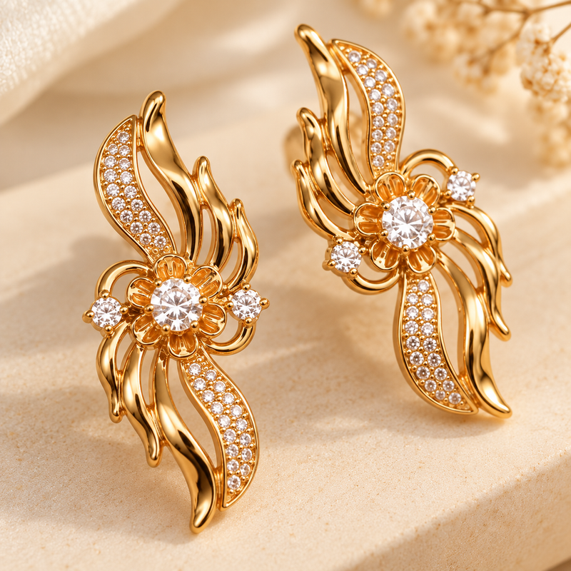 Ishika Crystal Bloom Studs