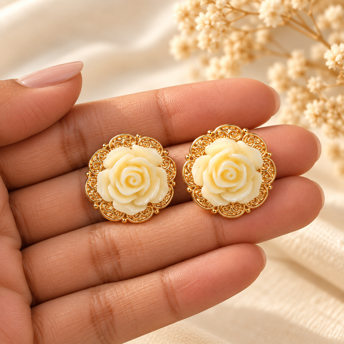 Inara Ivory Rose Studs