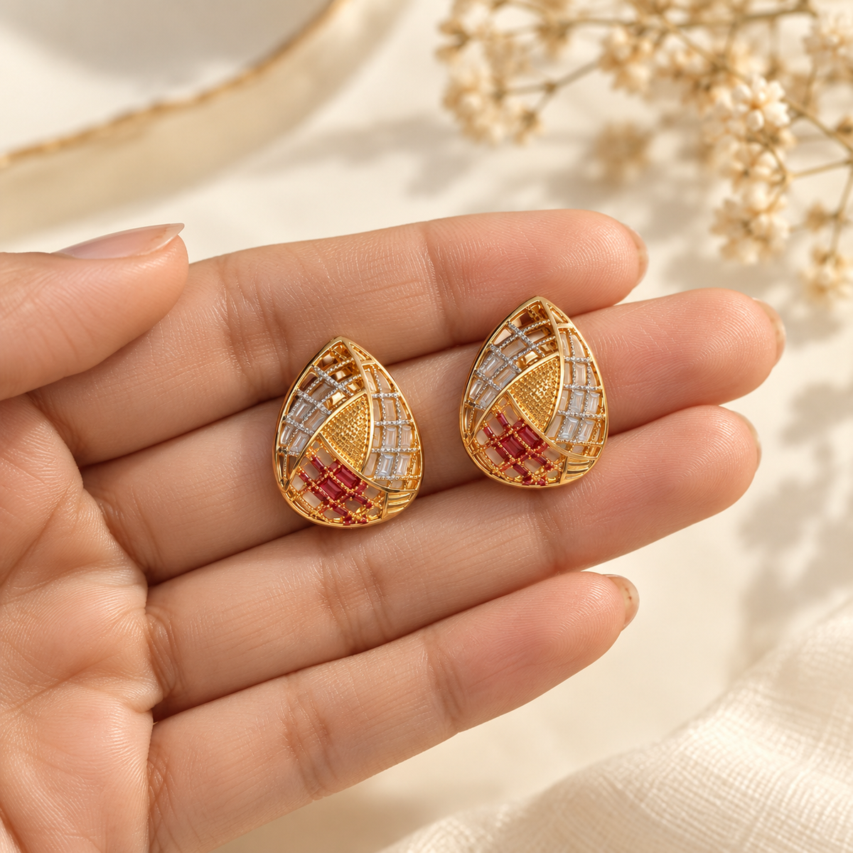 Trisha Lattice Teardrop Studs