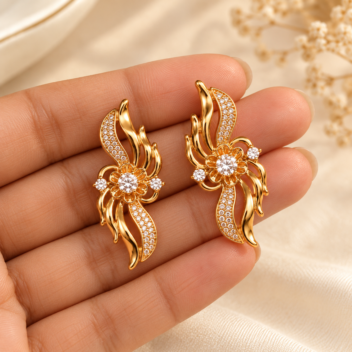 Ishika Crystal Bloom Studs
