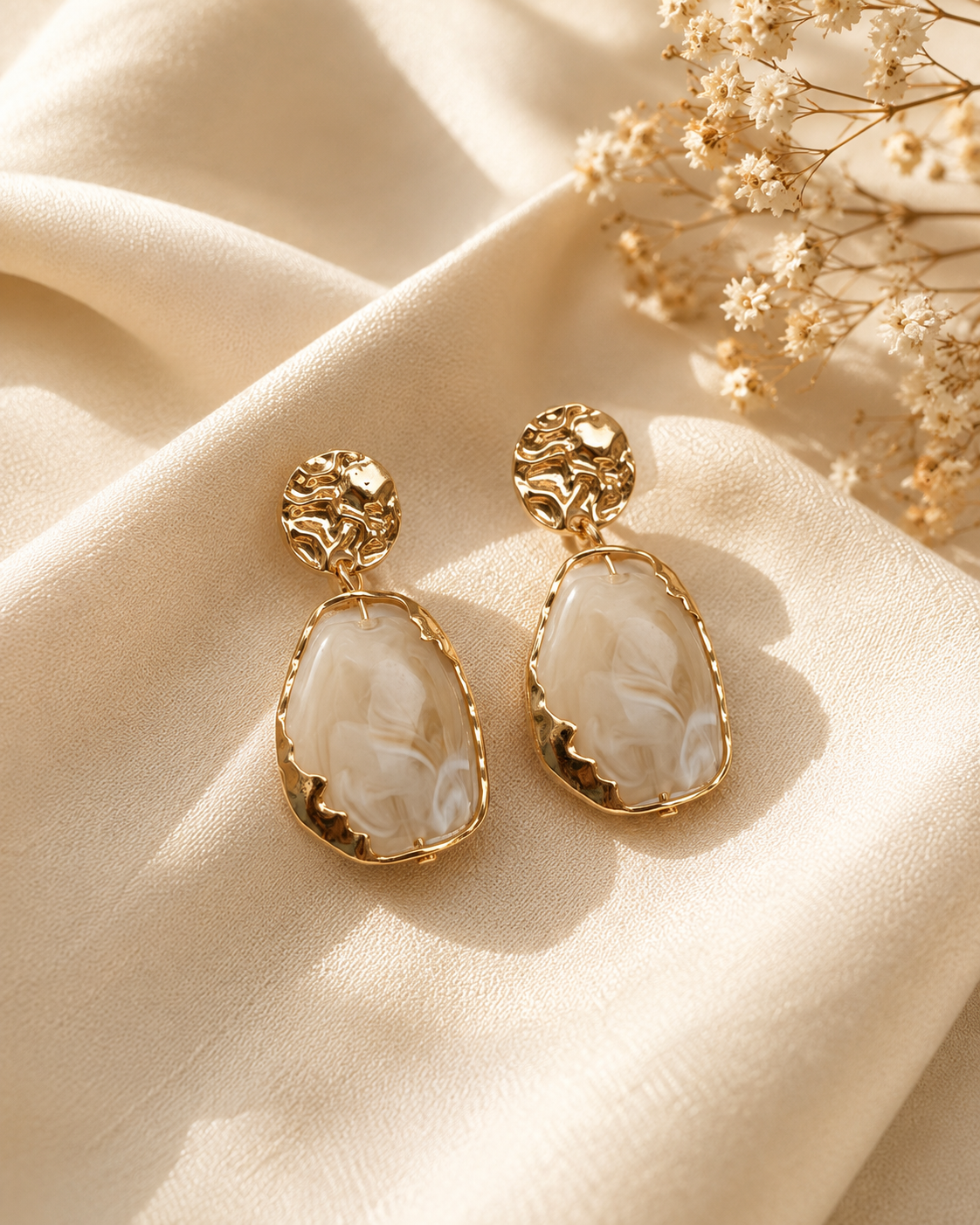 Lena Hammered Stone Drops