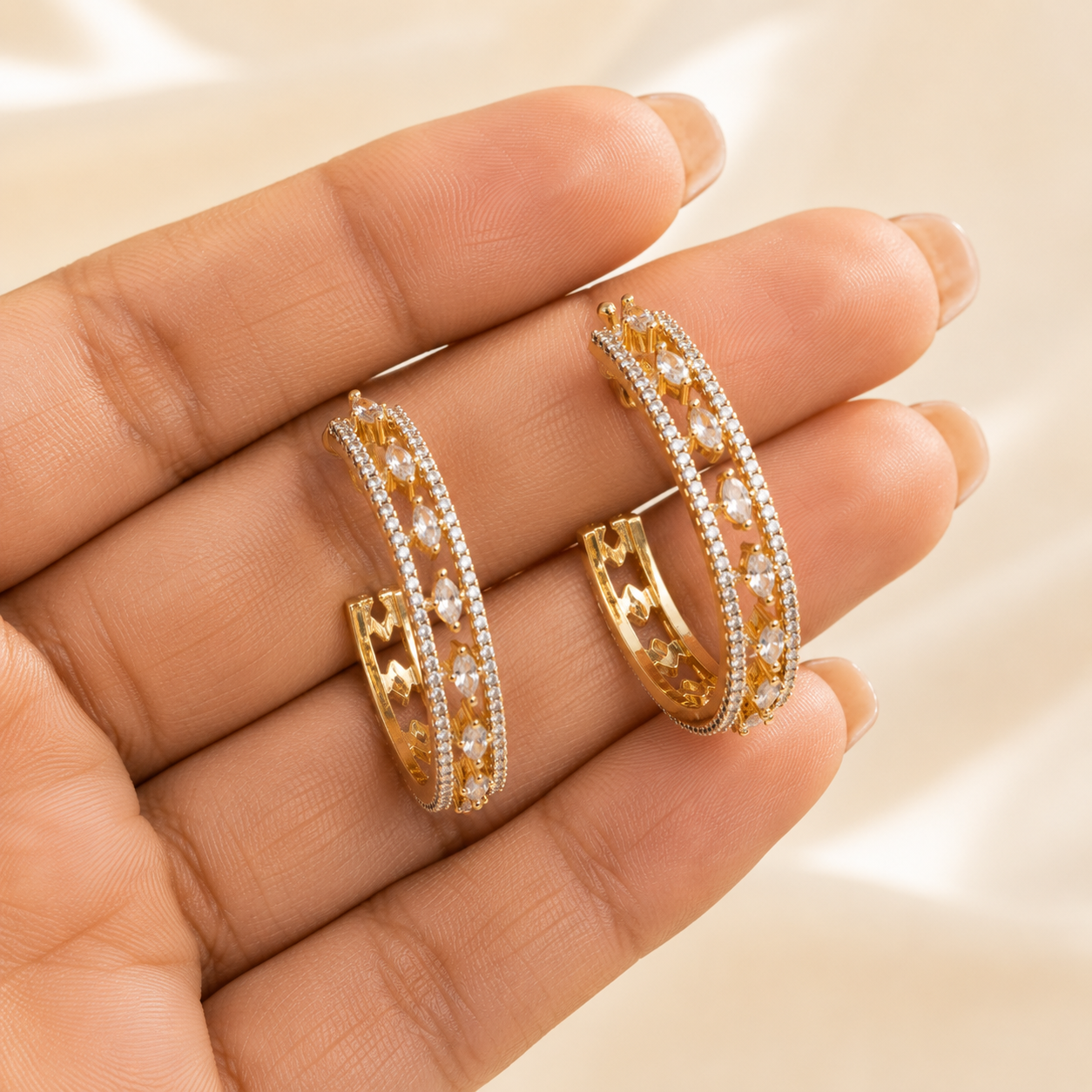 Roshni Crystal Eternity Hoops