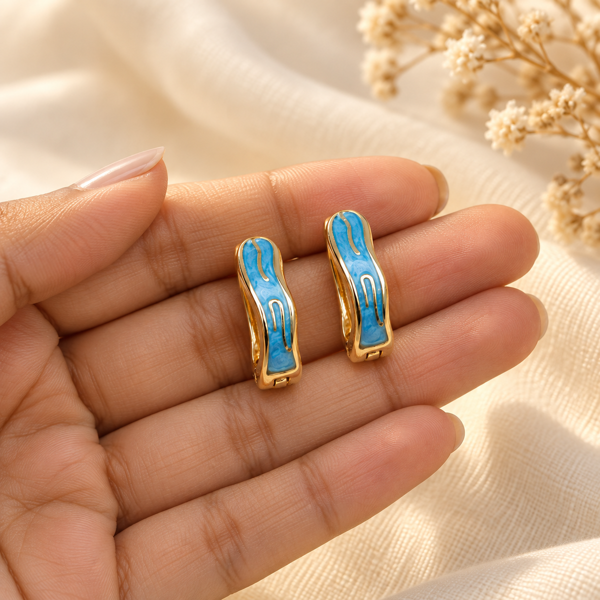 Arielle Turquoise Curve Hoops