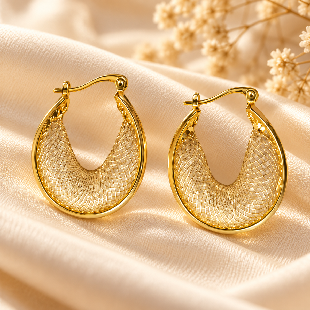 Liora Gilded Mesh Hoops
