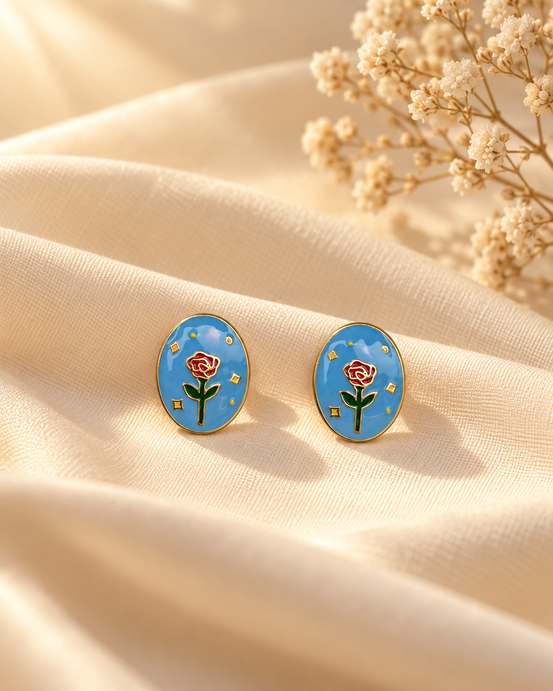 Elora Blue Rose Studs