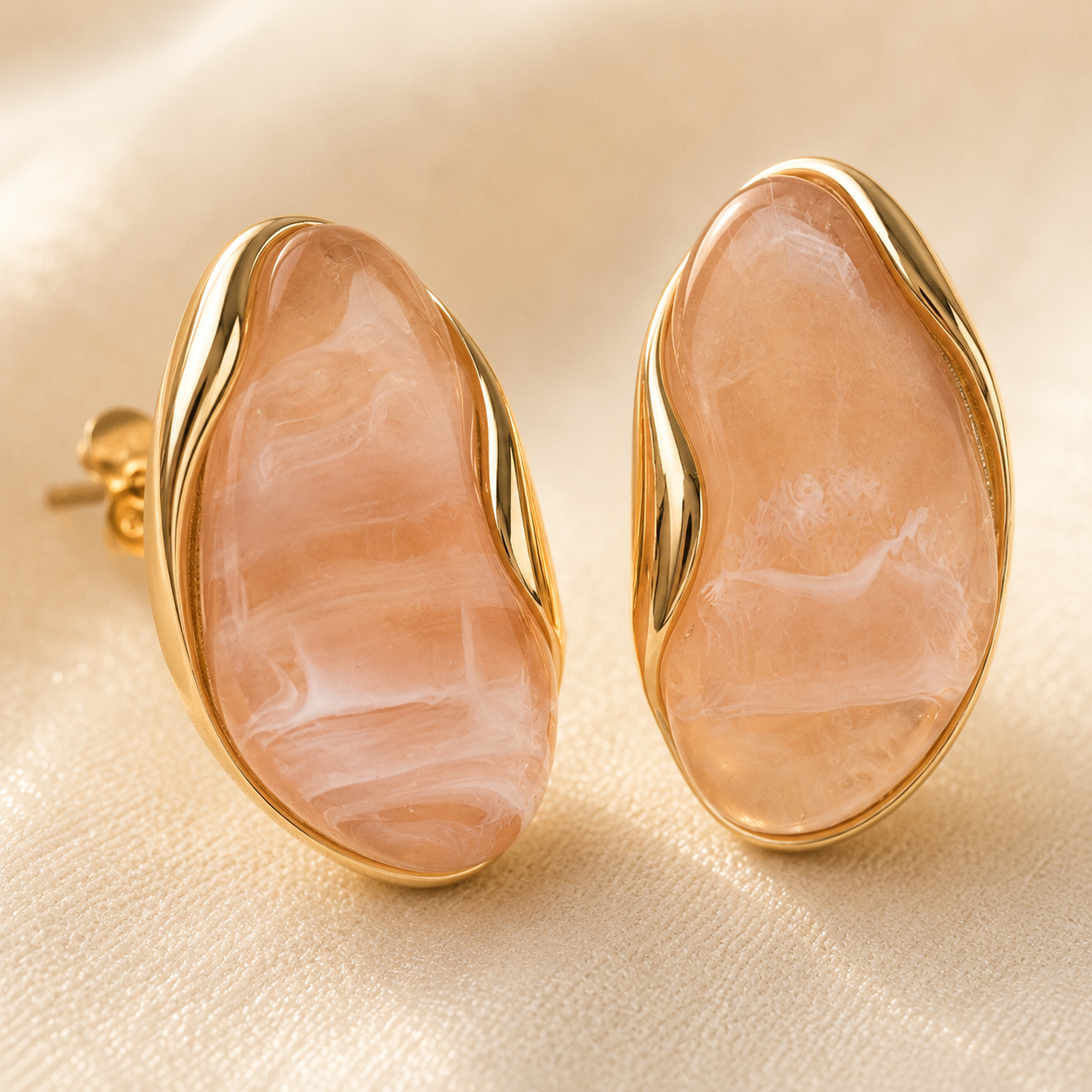 Aleena Marble Oval Studs