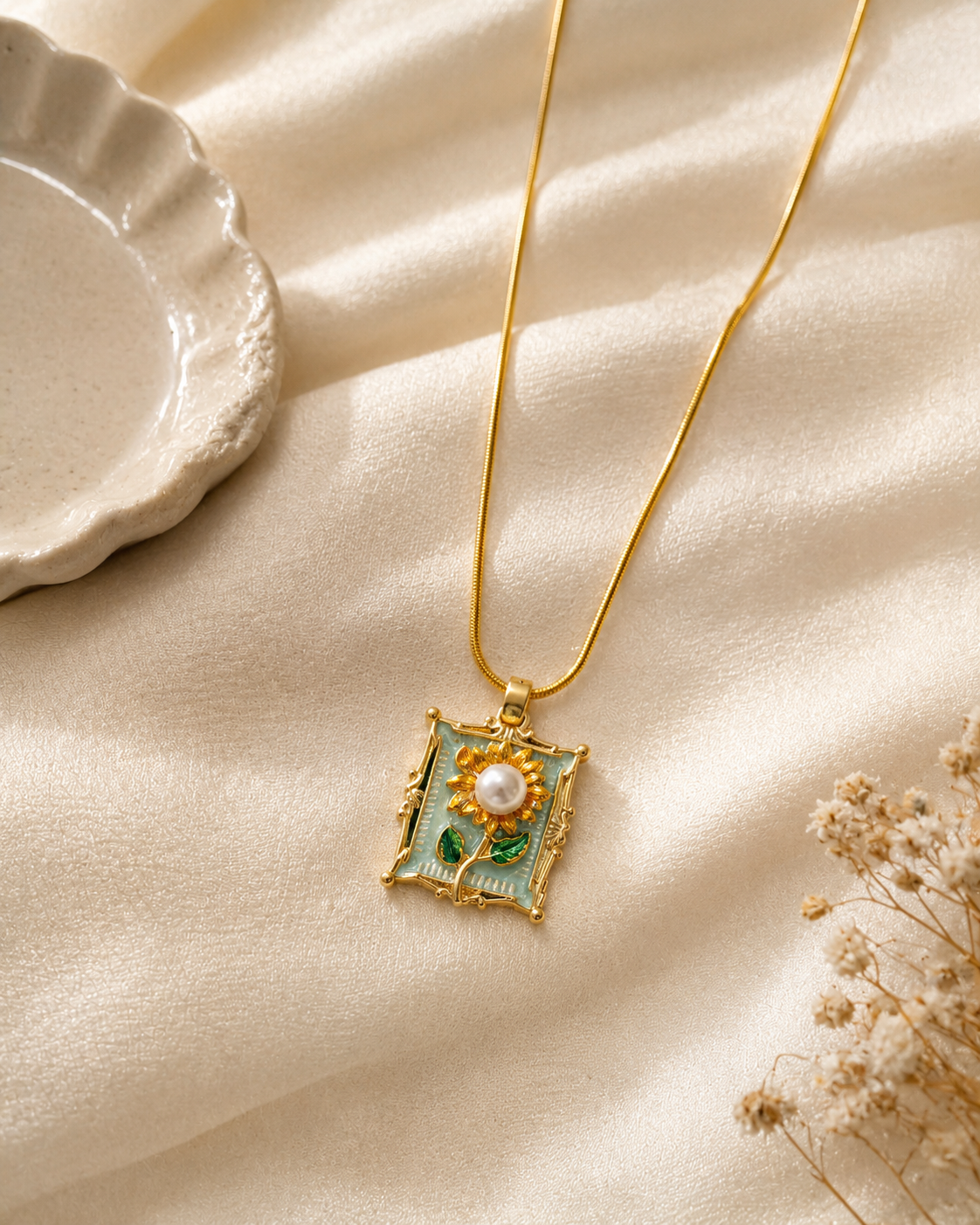 Amara Sunflower Frame Pendant