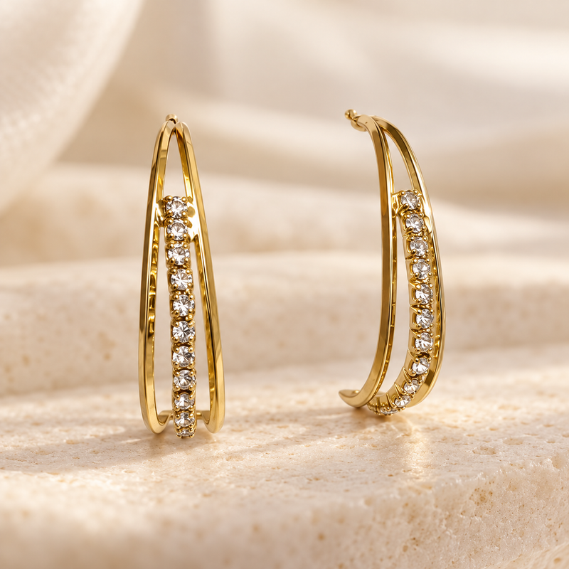 Malini Rhinestone Arc Hoops