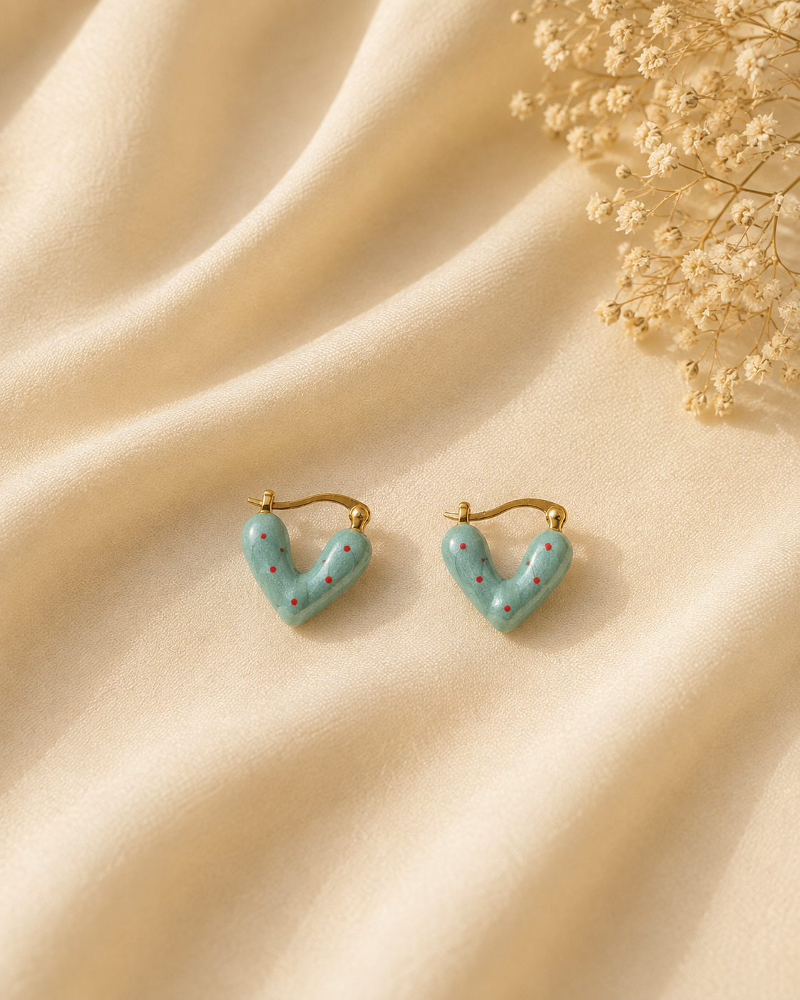Saanvi Enamel Heart Hoops