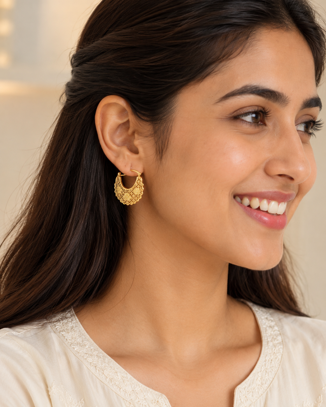 Anjali Floral Filigree Hoops