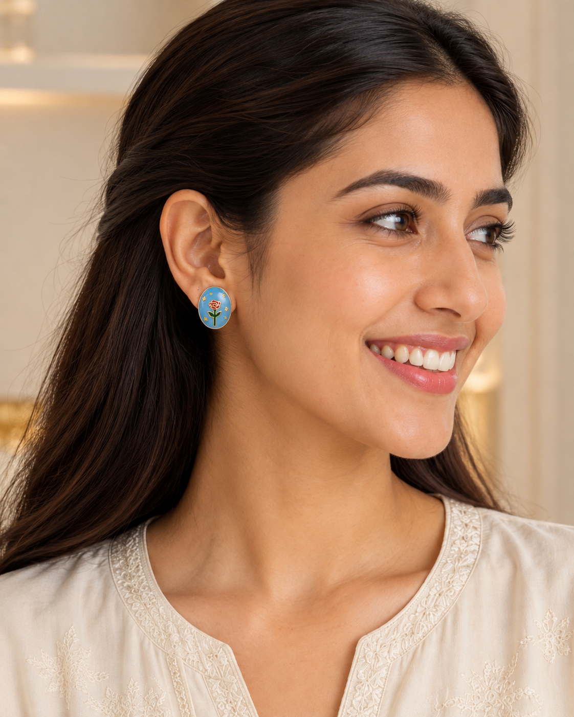 Elora Blue Rose Studs