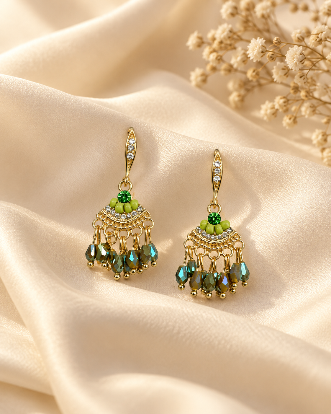 Liara Green Tassel Drops