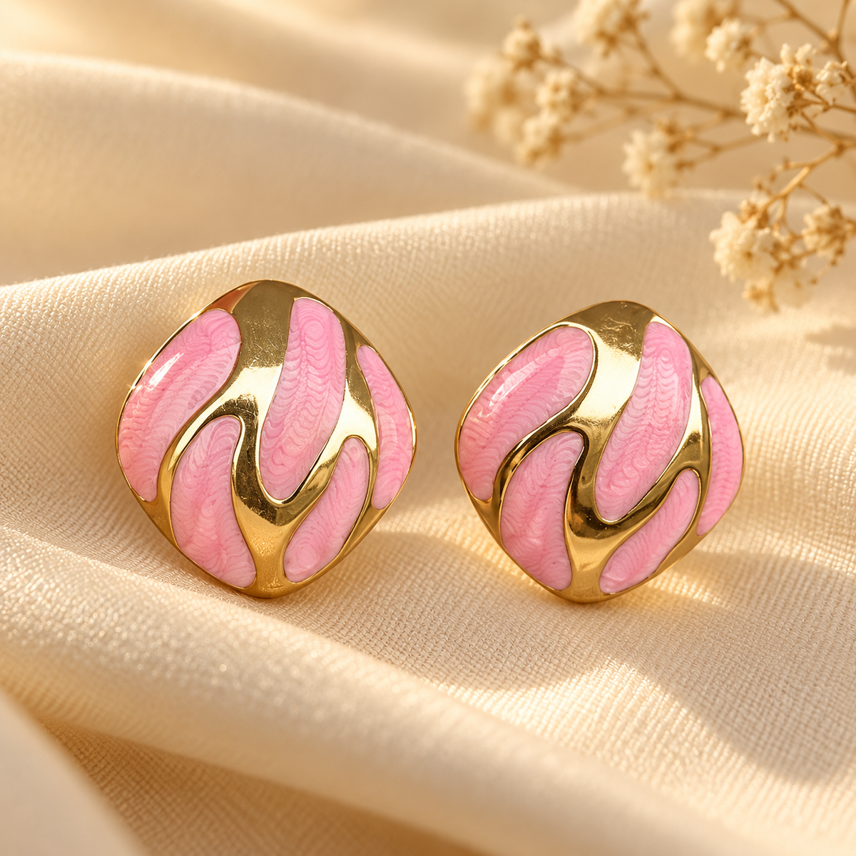 Adira Pink Swirl Studs