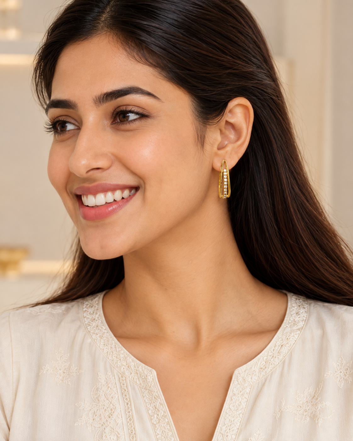 Malini Rhinestone Arc Hoops
