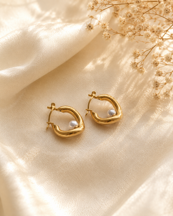 Gia Pearl Twist Hoops