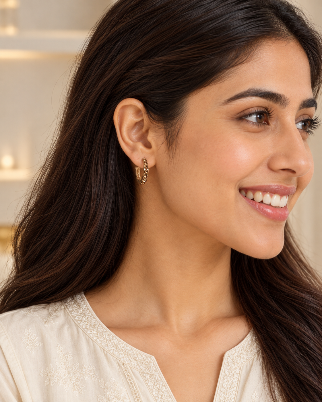 Samaira Amber Crystal Hoops