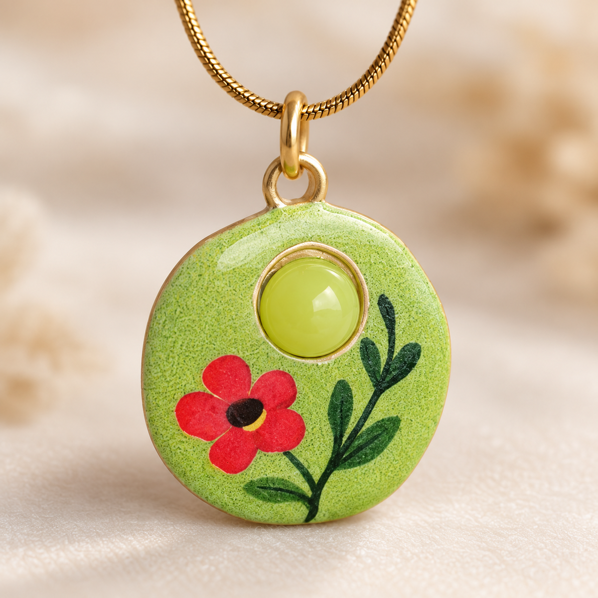 Nisha Green Bloom Pendant