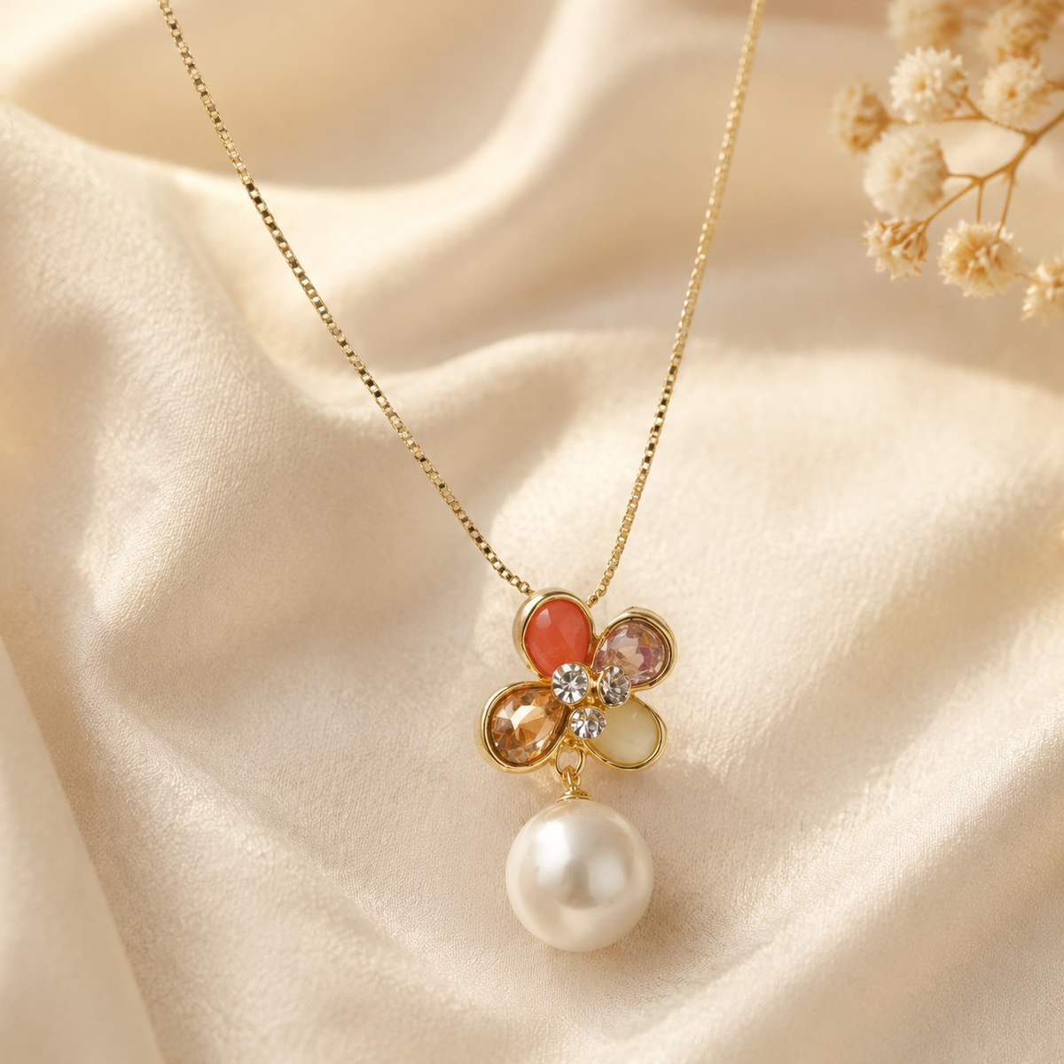 Aanya Amber Pearl Pendant