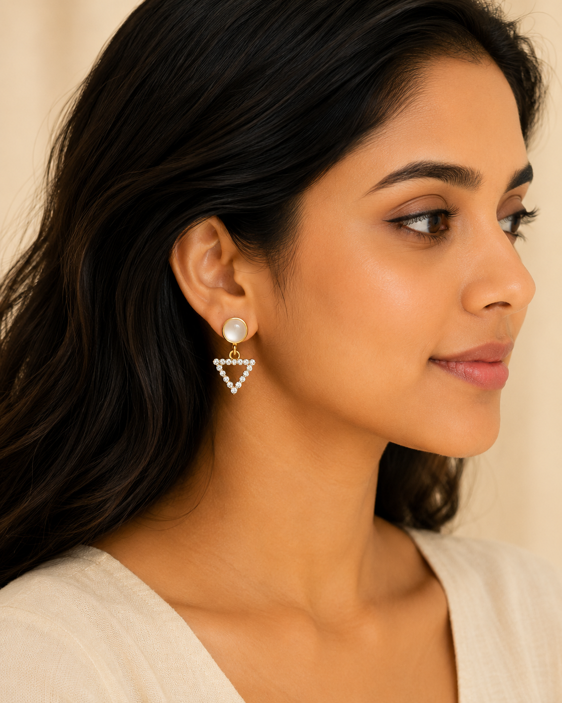 Diya Pearl Heart Drops