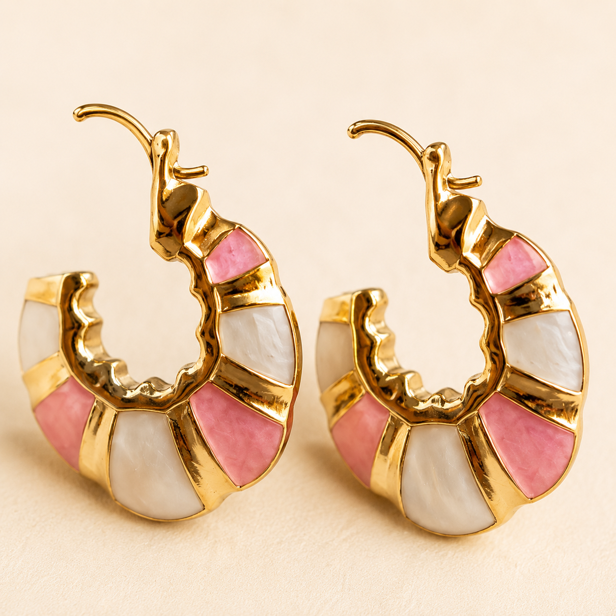 Hana Scalloped Enamel Hoops