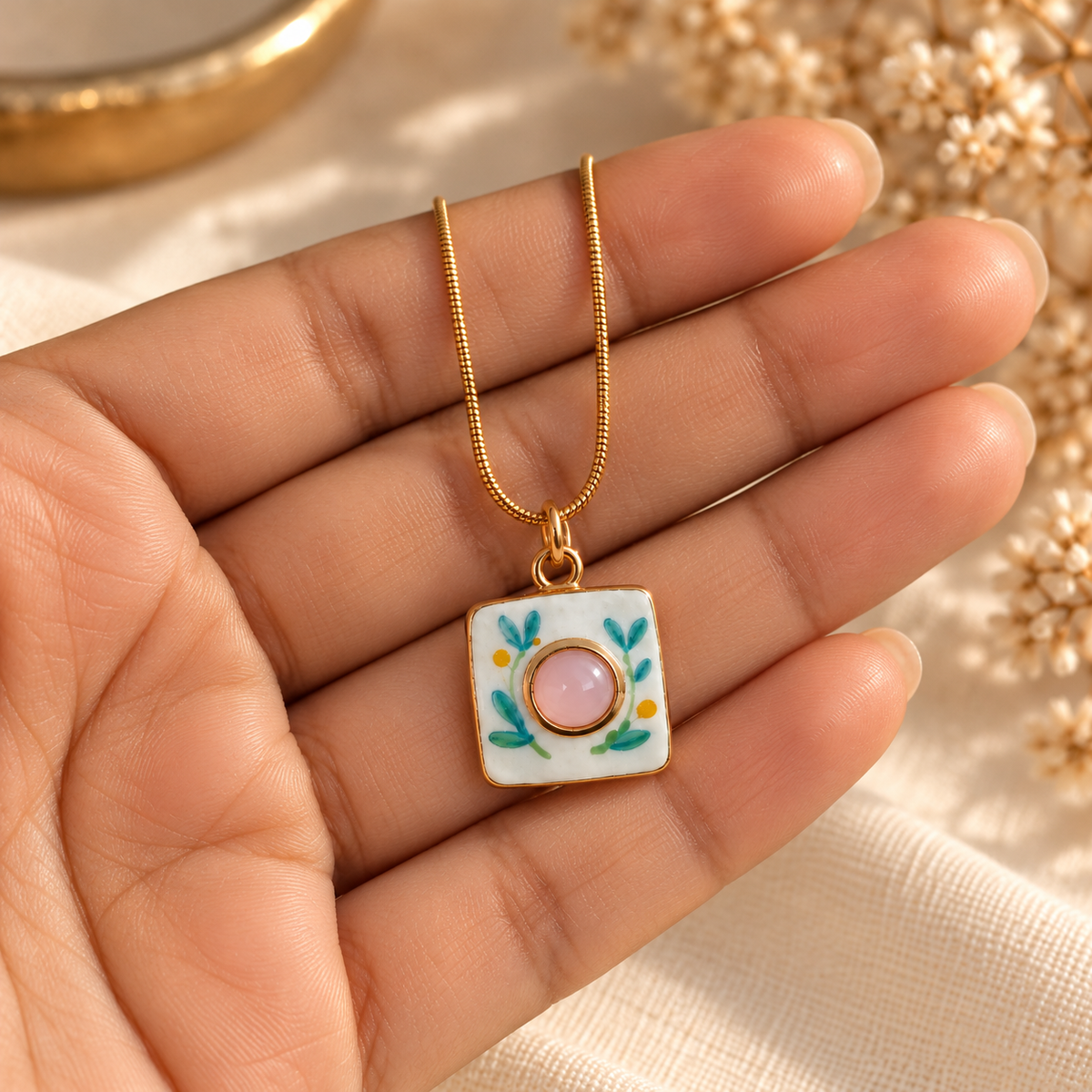 Suhira Pastel Leaf Pendant