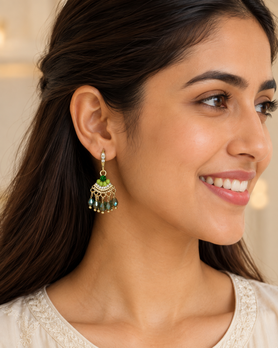 Liara Green Tassel Drops