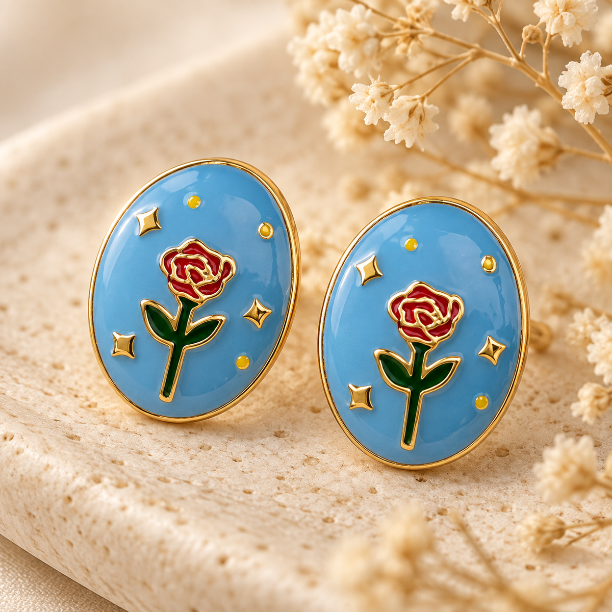 Elora Blue Rose Studs